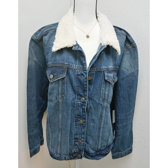 Good American Jackets & Coats Good American Sherpa Oversized Denim